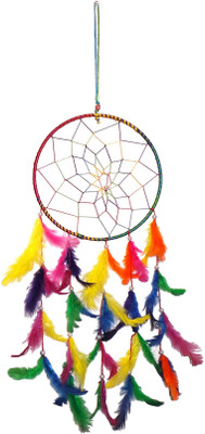 

FashBlush Mystical Feathers Dream Catchers Wool Windchime(26 inch, Multicolor)