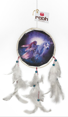 

Rooh Wellness Rooh dream catcher canvas angel and unicorn Wool Windchime(14 inch, Blue, White)