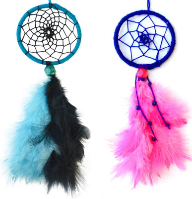 

Paperiva Dream Catcher Wool Windchime(7 inch, Blue, Pink)