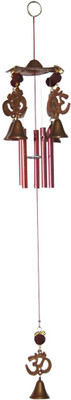 

DivyaMantra Feng Shui Om Rudraksha 5 pipe Wind Chime Plastic Windchime(9 inch, Brown)