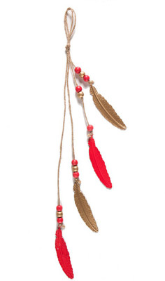 

Chumbak Feather Delight Decorative Chime-Red Microfibre Windchime(20 inch, Red)