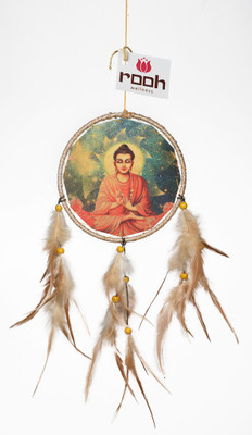 

Rooh Wellness Rooh dream catcher canvas buddha suryadhyanam Wool Windchime(14 inch, Green, Orange)