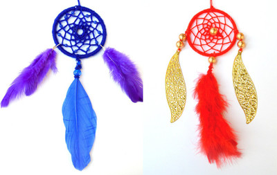 

Paperiva Dream Catcher Wool Windchime(7 inch, Red, Blue)