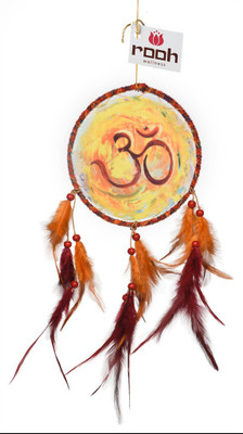 

Rooh Wellness Rooh dream catcher canvas om painting Wool Windchime(14 inch, Yellow, Red)
