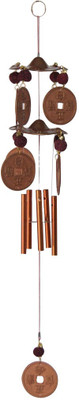 

DivyaMantra Feng Shui Rudraksha Coin Windchime for door Plastic Windchime(9 inch, Brown)