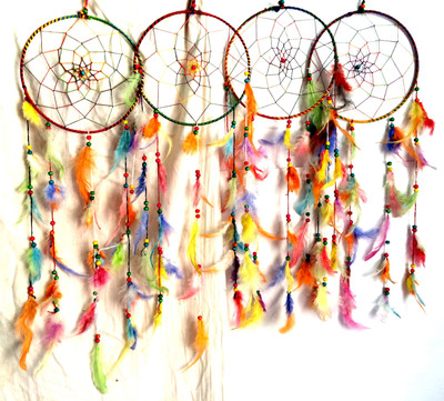 

Varanasi Enterprises Dream Catcher Wall Hanging Set Off 4 Wool Windchime(28 inch, Multicolor)