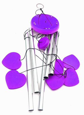 

Gooddeals 5 Pipe Hearts Love Aluminium, Wooden Windchime(30 inch, Purple, Silver)