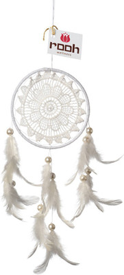 

Rooh Wellness Rooh dream catcher - white crochet Wool Windchime(12 inch, White)
