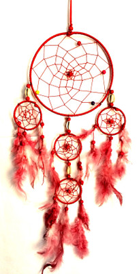 

Varanasi Enterprises Dream Catcher Wall Hanging - Attract Positive Dreams Wool Windchime(28 inch, Red)