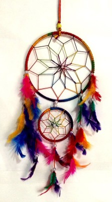 Varanasi Enterprises Multicolor Dream Catcher Wall Hanging Wool Dream Catcher(12 inch, Multicolor)