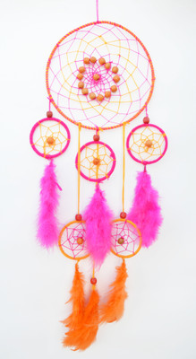 

Paperiva Dream Catcher Wool Windchime(18 inch, Orange)