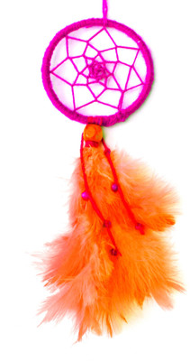 

Paperiva Dream Catcher Wool Windchime(12 inch, Orange, Pink)