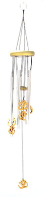 

Gooddeals Golden Round Silver 5 Pipe Omkar Wooden, Aluminium Windchime(25 inch, Multicolor)