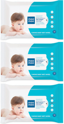 MeeMee Caring Baby Wet Wipes with Aloe Vera (72 pcs) (Pack of 3)(216 Wipes)