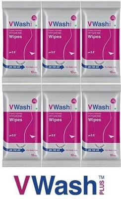 

V Wash HYGEINE Intimate Wipes(60 Sheets, Pack of 6)