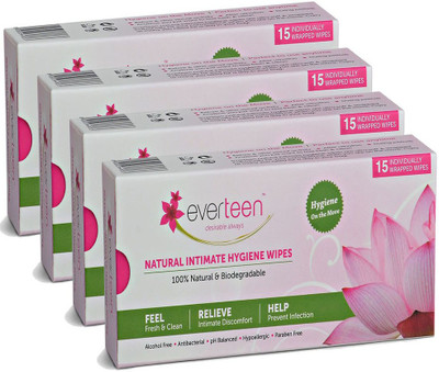 

everteen Individually Wrapped Natural Hygiene Intimate Wipes(60, Pack of 4)