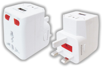 

MX Travel Adaptor With Usb Charger, Indicator & Fuse Worldwide Adaptor(White)