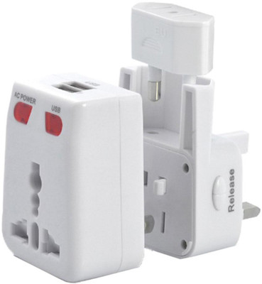 

Callmate Travel Adapter With Dual USB Charger Worldwide Adaptor(White)