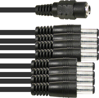 MX CCTV POWER SPLITTER DC CORD 1 DC FEMALE 8 DC MALE Worldwide Adaptor Black MX Laptop Accessories