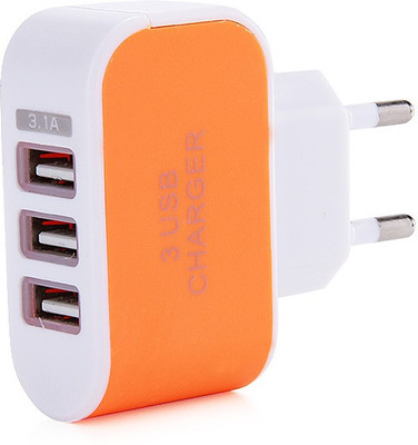 

Reliable 3.1A EU Plug 3 Port USB Wall Charger Charging Travel Adapter Worldwide Adaptor(Orange)