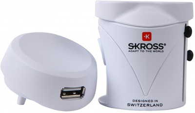 Skross World Adapter India Classic Usb Worldwide Adaptor(White)