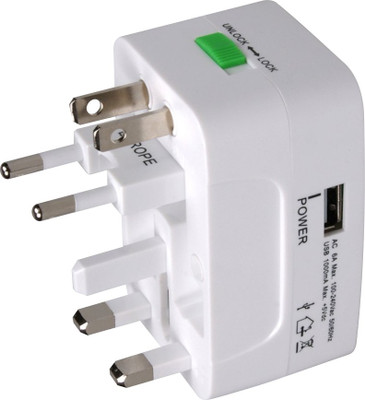 

MX UNIVERSAL POCKET TRAVEL USB CHARGER Worldwide Adaptor(White)