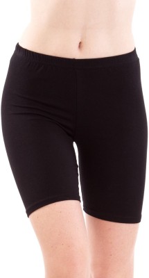 Fashion Line Solid Women Black Cycling Shorts