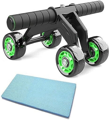 arx Professional 4Wheel AB Roller for Abdominal Exercise for Women Men with knee pad Ab Exerciser(Green)