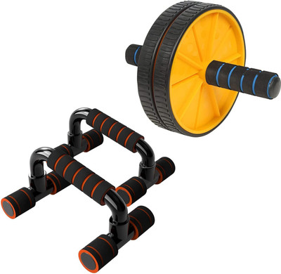 CFAI Push Up Bar Stand and Ab Roller Combo for Home Gym Complete Fitness Set Multi-training Bar