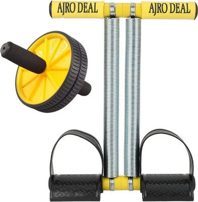 AJRO DEAL Double Spring Tummy Trimmer Body Fat Buster & Ab Wheel Roller for Core Workouts Ab Exerciser(Yellow)