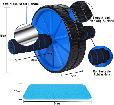 HOUSE OF COMMON Double Abdominal Wheel Ab Roller,Ab Roller for Gym & Fitness Workout Ab Exerciser(Multicolor)