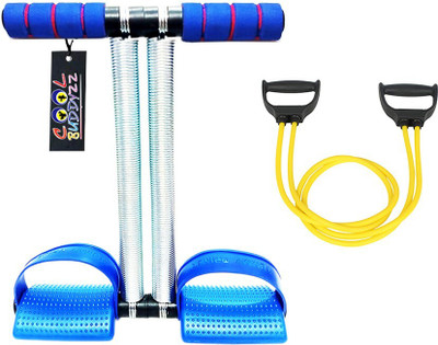 Cool Buddyzz Combo of Double Spring Tummy Trimmer and Exercise Band/ Resistance band Ab Exerciser(Blue)