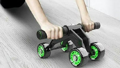 PRT 4-Wheel Ab Roller/Fitness Accessories/Exerciser & Gym Equipment for Unisex Ab Exerciser(Black, Green)