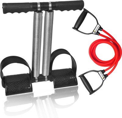 AJRO DEAL COMBO OFFER DOUBLE TUMMY TRIMMER WITH DOUBLE TONING TUBE(RED)-2 Ab Exerciser(Black, Red)