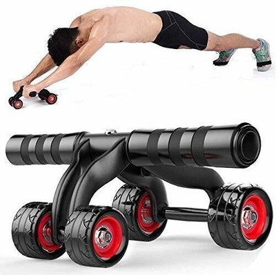 Manogyam Anti Skid 4 Wheel Exerciser for Abdominal Stomach Exercise Training for Unisex. Ab Exerciser(Black, Red)