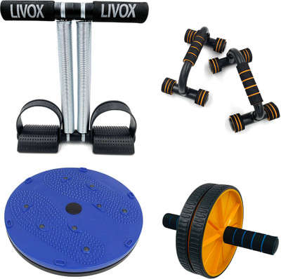 LIVOX Tummy Trimmer And Ab Wheel Roller, Pushup Bar With Tummy Twister Ab Exerciser(Multicolor)