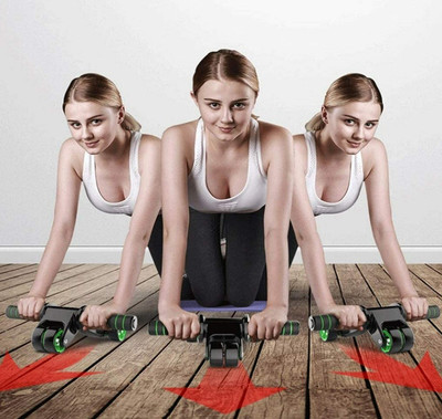 ResiFit 4 Wheels Power Wheel Triple Abdominal Roller Abs Workout Fitness Machine Gym Ab Exerciser(Multicolor)