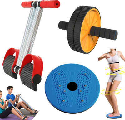 Khargadham Combo Of Double Spring Tummy Trimmer, Ab-Roller And Twister for Men and Women Ab Exerciser(Black)