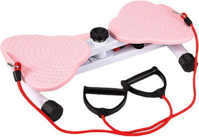 SMILE ONLINE Elliptical Twister Stair Stepper Exercise with Resistance Band Stepper(Pink)
