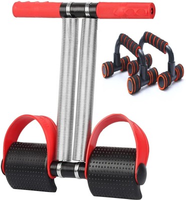 LatinX RED DOUBLE SPRING WITH PUSH UP BAR Ab Exerciser(Red)