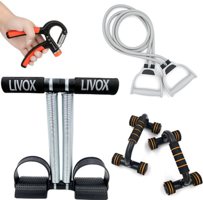 LIVOX Tummy Trimmer, Pushup Bar, Toning Tube And R Hand Grip For Home Workout Ab Exerciser(Multicolor)
