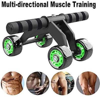 ResiFit 4 Wheel Abs fitness Machine with Knee Protection Pad - Home Gym Workout Exercise Ab Exerciser(Black)