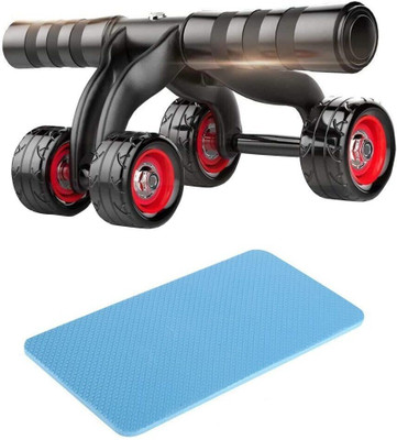 Ecosia 4 Wheel roller Exerciser for Abdominal Stomach with Knee Mat for Unisex Ab Exerciser(Multicolor)