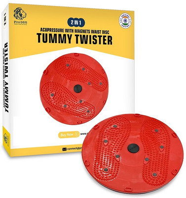PRO365 Disc Acupressure Magnets Reflexology Slimming Abdominal 2 in 1 tummy twister Ab Exerciser(Red)