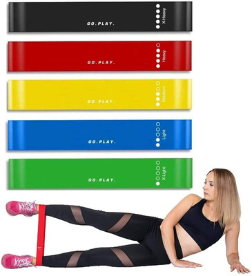voordeel Resistance Loop Bands Set – 5 Level Latex Exercise Bands Resistance Tube(Black, Red, Yellow, Blue, Green)