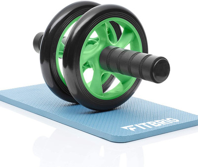 FITBRIG Professional Double Wheel Ab Roller Dual Abdominal Exercise With Knee Mat Ab Exerciser(Black, Green)