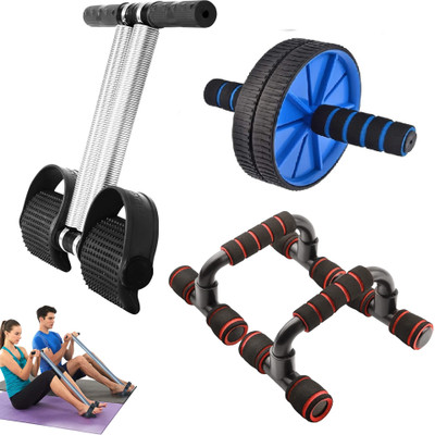 Khargadham ComboTummy Trimmer AB Roller & Push Up ABS Stand Home Gym Kit For Men & Women Ab Exerciser(Blue, Black, Orange)