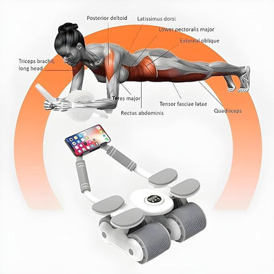 SeaRegal Roller Wheel Exercise with Elbow Support Ab Exerciser(Grey)