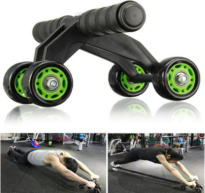 NAVER 4-Wheel Abdominal Abs Gym Exerciser, Arms Exercise with Knee Mat Ab Exerciser(Multicolor)