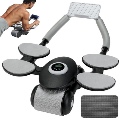 TRK HUB Unisex Elbow Support Automatic Rebound Abdominal Exercise Wheel Ab Exerciser(Grey)